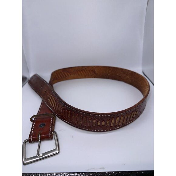 Brown Leather Belt With Beautiful Weaving Detail  Size Small - Picture 6 of 8